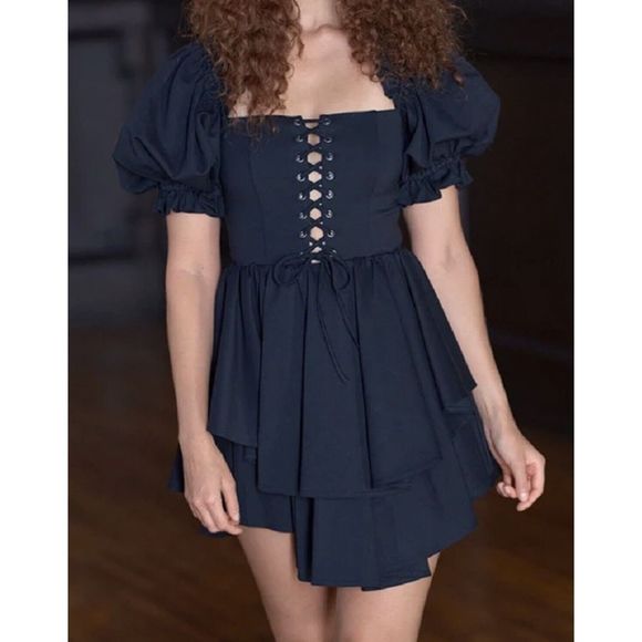 Selkie Dresses New Selkie Ball Gown Dress Cross Lacing Up Bandage